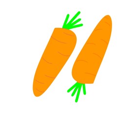 Cartoon carrot illustration. Hand-drawn carrot vegetable icon. Orange carrot fruit symbol.