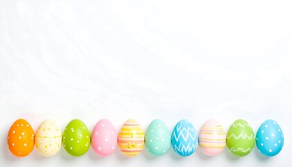 Fototapeta premium Colorful Easter Eggs on White Background.