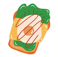 toast with sunny egg, lettuce, and cheese