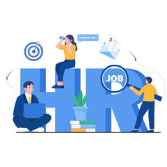 HR concept with people and job search elements