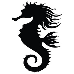 Elegant seahorse silhouette a beautiful black and white marine creature design