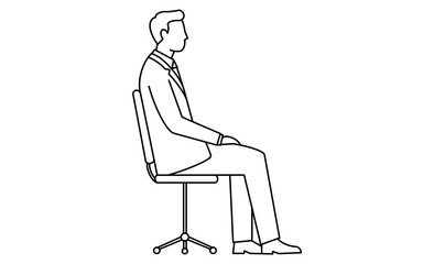椅子に座るスーツ姿の男性イラストアイコン