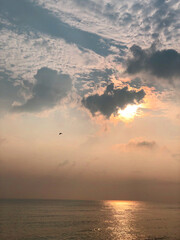 The morning sun at the seaside with a beautiful light