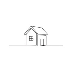 House continuous one line drawing. Simple home icon, minimalist residential building for real estate logo concept. Vector property symbol.
