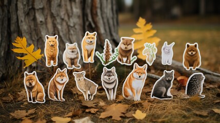 Cute animal figures on sticks