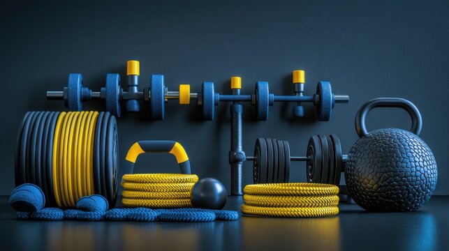 Modern gym equipment arrangement