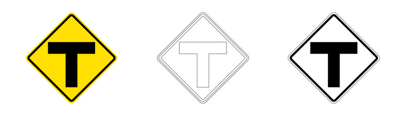 T-Junction Traffic Sign in Vector Format
