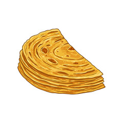 Realistic Vector Illustration of Paratha – Flaky Indian Layered Flatbread