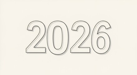 Minimalist line art depicting the numerical year 2026 in a clean, contemporary style.