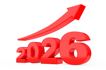 Progress Arrow in New 2026 Year Sign. 3d Rendering