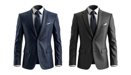 3D Formal Suit Duo Collection, isolated on transparent background