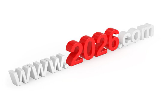 2026 New Year Concept. WWW 2026 Com Site Name. 3d Rendering