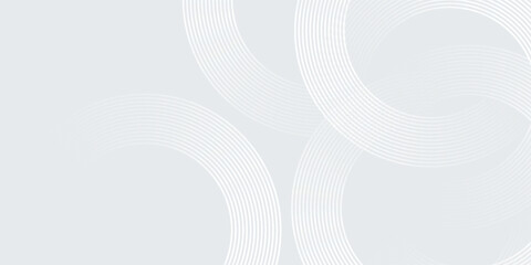 Abstract white glowing geometric lines on gray background. Modern shiny blue circle lines pattern. Futuristic technology concept.