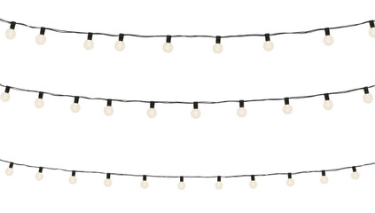 String Lights - A Decorative Garland of Incandescent Bulbs on a Clean White Background