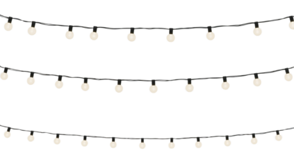 String Lights - A Decorative Garland of Incandescent Bulbs on a Clean White Background