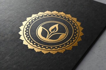 Halal certified gold seal on luxury food packaging close-up