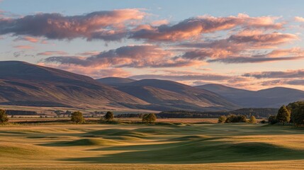 Sunrise over countryside golf course