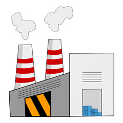 Factory Illustration with Smoke and Industrial Design