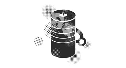 Stylized Data Server with Handle and Halftone Effect