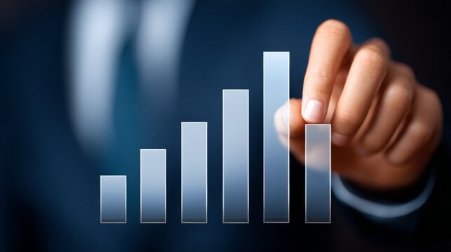 Businessman analyzing growth, a comprehensive guide to interpreting bar charts for effective strategic decisionmaking.
