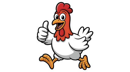 Humorous cartoon rooster character with sunglasses and black jacket standing tall isolated on transparent background