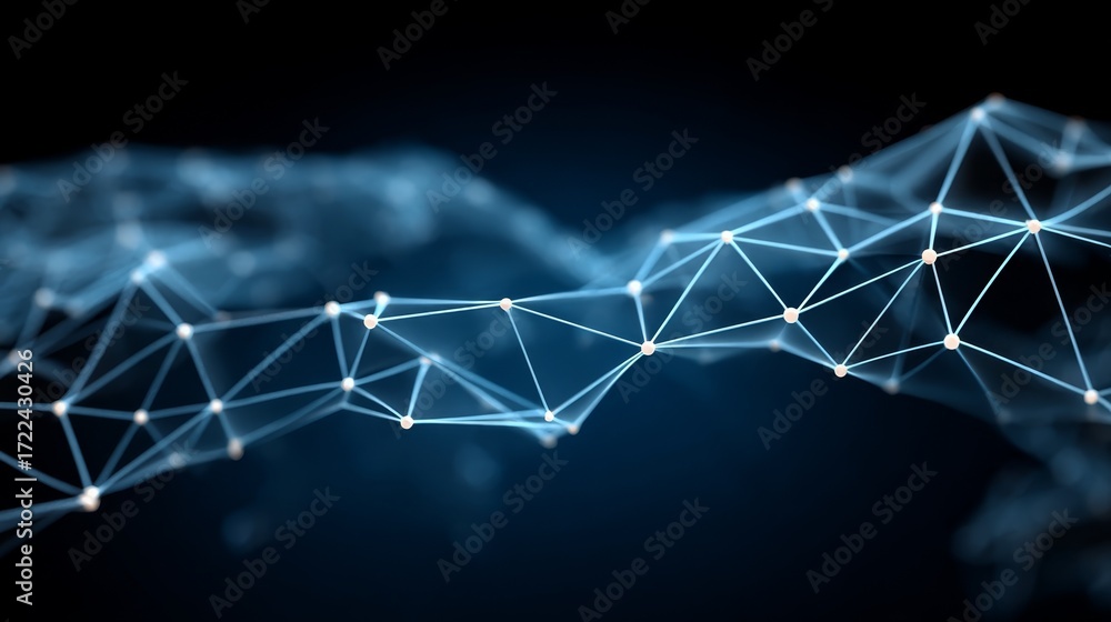 Poster illuminating interconnections, exploring the complex web of nodes and lines in a dynamic network vis