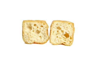 Deep-fried tofu bean curd cubes with golden crispy texture and airy interior