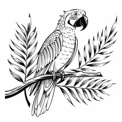 parrot on a branch © 3okaad_Vectors