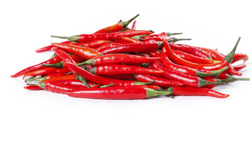 Fresh Red Chili Peppers Pile on White Background - Sichuan Cooking Spice Ingredient