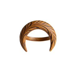 Naklejka premium Carved wooden crescent horn isolated on transparent background