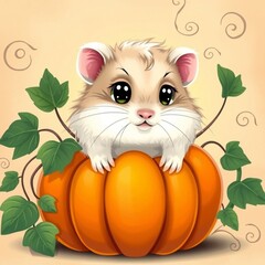 cat with pumpkin