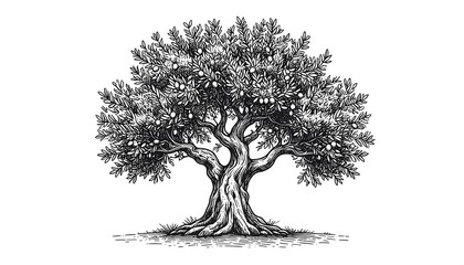 Fototapeta premium Detailed Olive Tree Illustration - A Symbol of Peace and Abundance.
