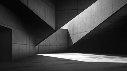 Dark Abstract empty concrete space with geometric shapes, contemporary architecture background