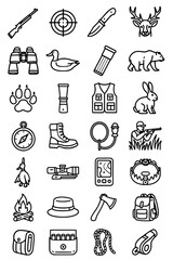 icon pack, icon sheet, hunting theme, outline version