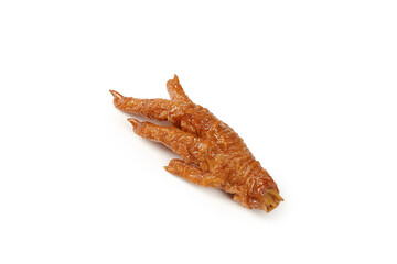 Marinated Chicken Feet with Soy Sauce Glaze - Asian Delicacy Snack Food on White Background