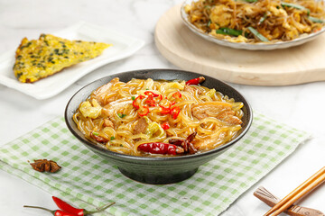 Traditional Chinese Pork Stew with Vermicelli Noodles - Delicious Asian Comfort Food in Ceramic Bowl