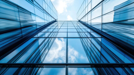 Obraz premium Modern building with glass facade reflecting sky