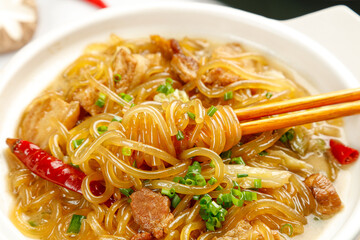 Delicious Chinese Vermicelli Noodle Stew with Chopsticks - Traditional Asian Cuisine