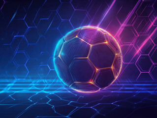 Fototapeta premium Soccer ball in goal net on fire flames