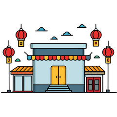 Chinese Restaurant Building Exterior Festive Decorations
