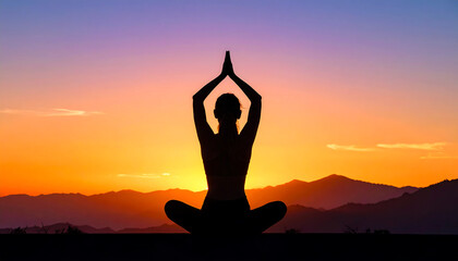 Minimal yoga pose silhouette