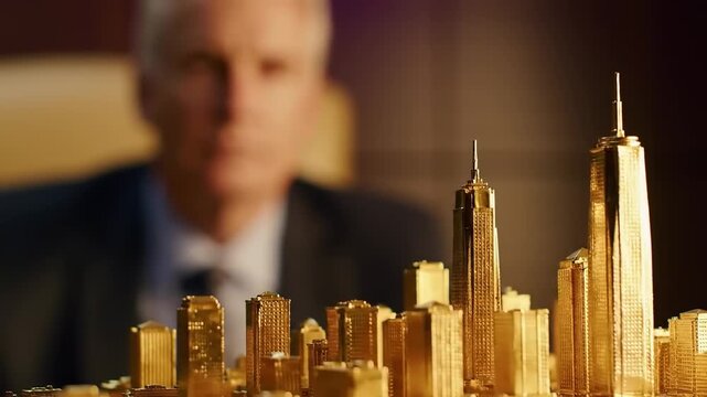 Gold model city skyline