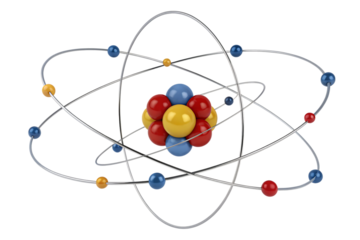 Orbital model of atom 3d rendering interactive simulation demo