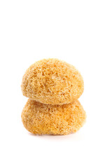 Natural Sea Sponges for Skincare and Bathing on White Background