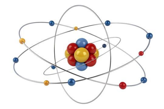 Orbital model of atom 3d rendering interactive simulation demo