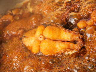 Shanghai Suzhou Smoked Fish Specialty - Traditional Chinese Seafood Cooking Preparation in Bubbling Oil