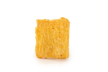 Crispy Golden Handmade Food Snack Slice Isolated on White Background