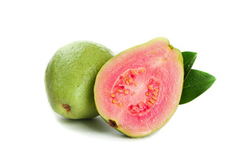 Fresh Red Guava Fruit from Guangxi China with Pink Creamy Flesh and Green Leaves