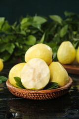 Fresh White Guava Fruit with Cream Flesh in Wicker Basket - Guangxi Tropical Fruit