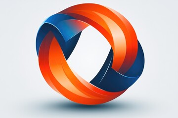 Abstract, swirling, 3D, red & blue, circular logo